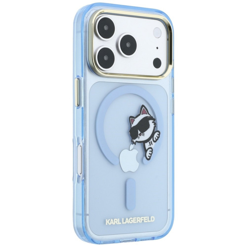 Karl Lagerfeld Peekaboo Logo MagSafe dėklas, skirtas Apple iPhone 18 Pro Max / 17 Pro Max, mėlynas