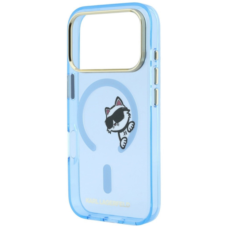 Karl Lagerfeld Peekaboo Logo MagSafe dėklas, skirtas Apple iPhone 18 Pro Max / 17 Pro Max, mėlynas