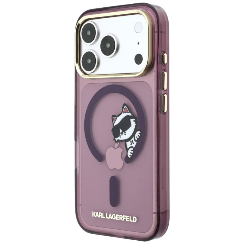 Karl Lagerfeld Peekaboo Logo MagSafe dėklas, skirtas Apple iPhone 18 Pro / 17 Pro, bordo spalvos
