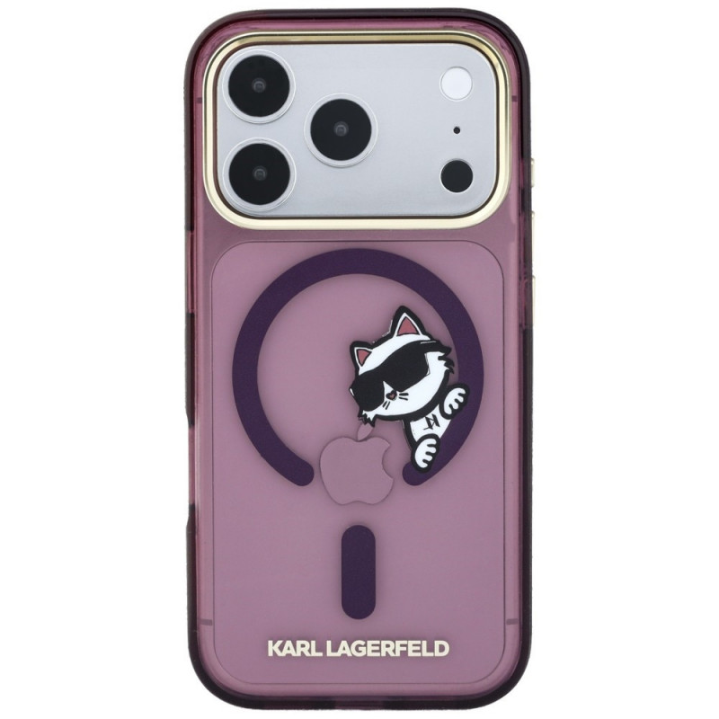 Karl Lagerfeld Peekaboo Logo MagSafe dėklas, skirtas Apple iPhone 18 Pro / 17 Pro, bordo spalvos