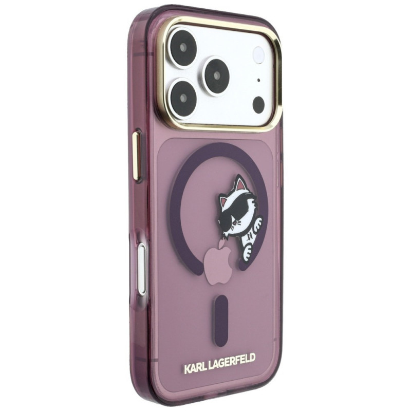 Karl Lagerfeld Peekaboo Logo MagSafe dėklas, skirtas Apple iPhone 18 Pro / 17 Pro, bordo spalvos