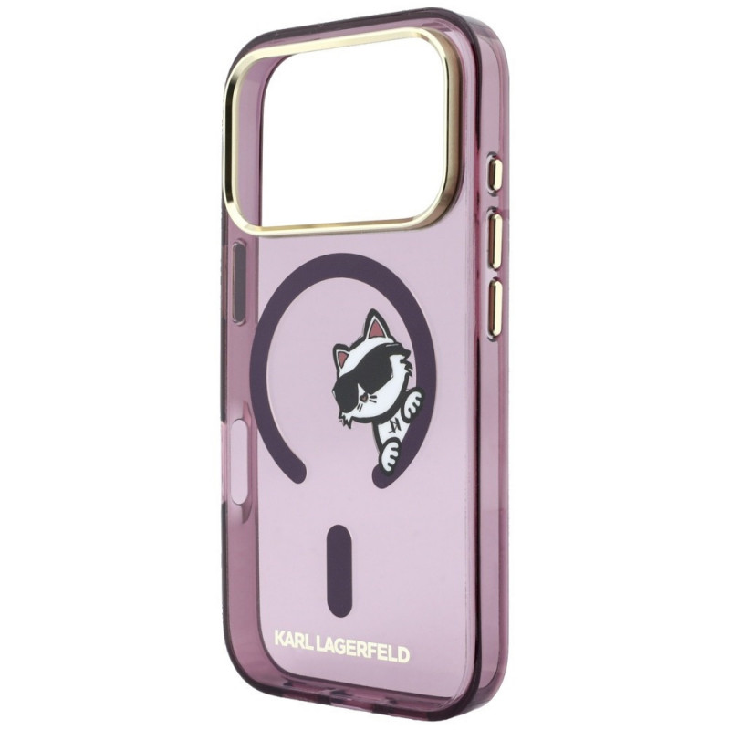 Karl Lagerfeld Peekaboo Logo MagSafe dėklas, skirtas Apple iPhone 18 Pro / 17 Pro, bordo spalvos