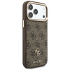 Guess 4G dėklas su pinigine ir pakabuku, MagSafe, skirtas Apple iPhone 18 Pro / 17 Pro, rudas