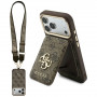 Guess 4G dėklas su pinigine ir pakabuku, MagSafe, skirtas Apple iPhone 18 Pro Max / 17 Pro Max, rudas