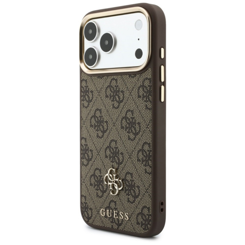 Guess 4G dėklas su pinigine ir pakabuku, MagSafe, skirtas Apple iPhone 18 Pro Max / 17 Pro Max, rudas