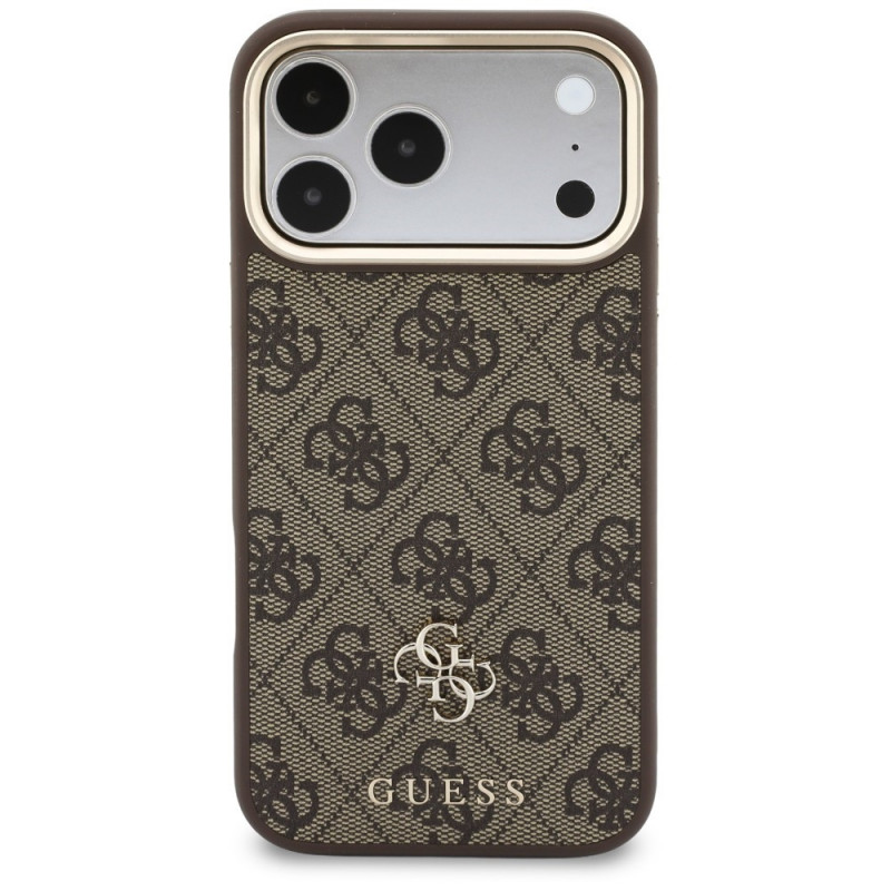 Guess 4G dėklas su pinigine ir pakabuku, MagSafe, skirtas Apple iPhone 18 Pro Max / 17 Pro Max, rudas