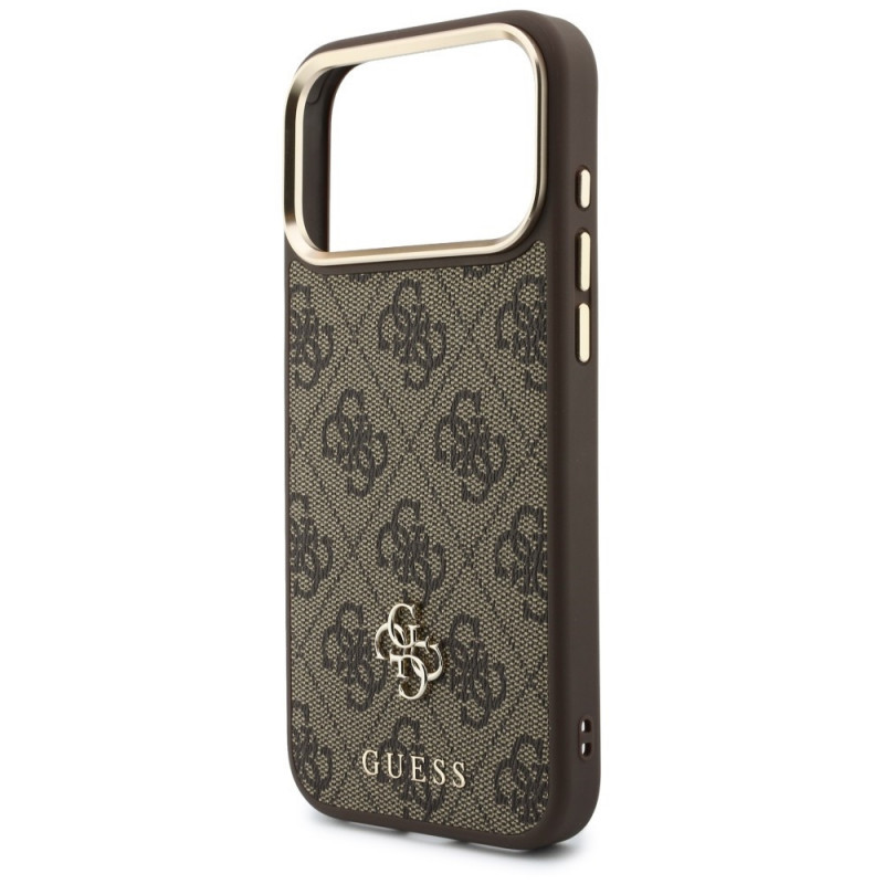 Guess 4G dėklas su pinigine ir pakabuku, MagSafe, skirtas Apple iPhone 18 Pro Max / 17 Pro Max, rudas