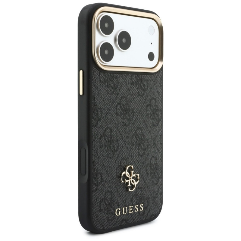 Guess 4G dėklas su pinigine ir pakabuku, MagSafe, skirtas Apple iPhone 18 Pro / 17 Pro, rudas