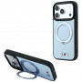 BMW Kevlar Ring Stand 360 MagSafe dėklas, skirtas Apple iPhone 18 Pro / 17 Pro, mėlynas