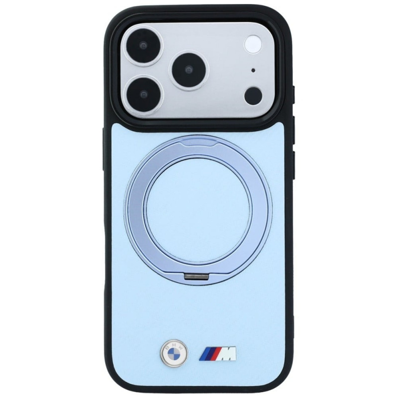 BMW Kevlar Ring Stand 360 MagSafe dėklas, skirtas Apple iPhone 18 Pro / 17 Pro, mėlynas