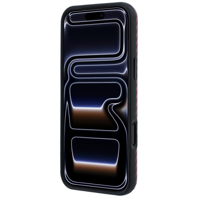 BMW M Carbon Printed Ring MagSafe apsauginis dėklas, skirtas Apple iPhone 18 Pro / 17 Pro, bordo spalvos