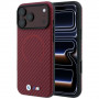 BMW M Carbon Printed Ring MagSafe dėklas, skirtas Apple iPhone 18 Pro Max / 17 Pro Max, raudonas