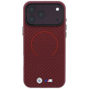 BMW M Carbon Printed Ring MagSafe dėklas, skirtas Apple iPhone 18 Pro Max / 17 Pro Max, raudonas