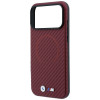 BMW M Carbon Printed Ring MagSafe dėklas, skirtas Apple iPhone 18 Pro Max / 17 Pro Max, raudonas