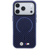 BMW M Carbon Printed Ring MagSafe apsauginis dėklas, skirtas Apple iPhone 18 Pro Max / 17 Pro Max, tamsiai mėlynos spalvos