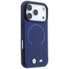 BMW M Carbon Printed Ring MagSafe apsauginis dėklas, skirtas Apple iPhone 18 Pro Max / 17 Pro Max, tamsiai mėlynos spalvos