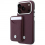 BMW Quilted Pattern Metal Logo dėklas ir piniginės rinkinys, skirtas Apple iPhone 18 Pro / 17 Pro, bordo spalvos