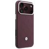 BMW Quilted Pattern Metal Logo dėklas ir piniginės rinkinys, skirtas Apple iPhone 18 Pro / 17 Pro, bordo spalvos