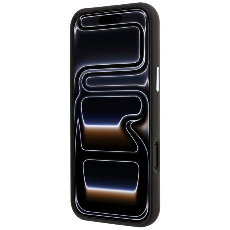 BMW Quilted Pattern Metal Logo dėklas ir piniginės rinkinys, skirtas Apple iPhone 18 Pro / 17 Pro, bordo spalvos