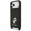 Karl Lagerfeld Saffiano Karl&Choupette Metal Pin CBDY Strap dėklas, skirtas Apple iPhone 18 Pro / 17 Pro, juodas