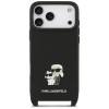 Karl Lagerfeld Saffiano Karl&Choupette Metal Pin CBDY Strap dėklas, skirtas Apple iPhone 18 Pro / 17 Pro, juodas