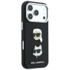 Karl Lagerfeld Saffiano Karl&Choupette Heads Pins Strap Logo dėklas, skirtas Apple iPhone 18 Pro / 17 Pro, juodas