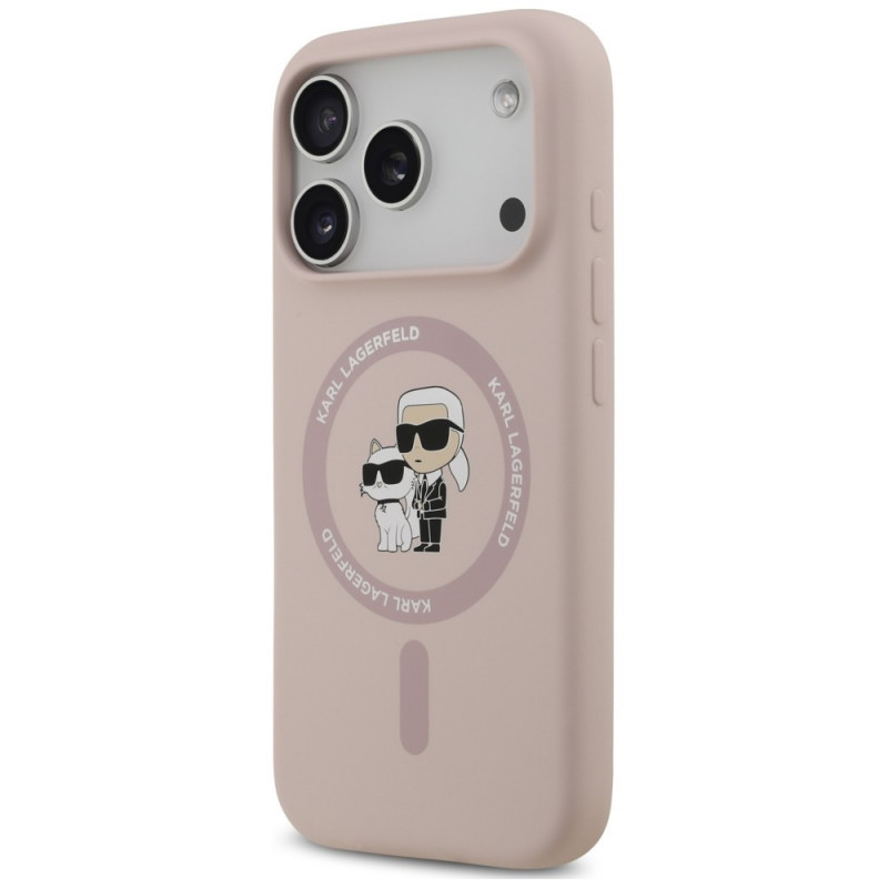 Karl Lagerfeld silikoninis Karl&Choupette Ring MagSafe dėklas, skirtas Apple iPhone 18 Pro / 17 Pro, juodas