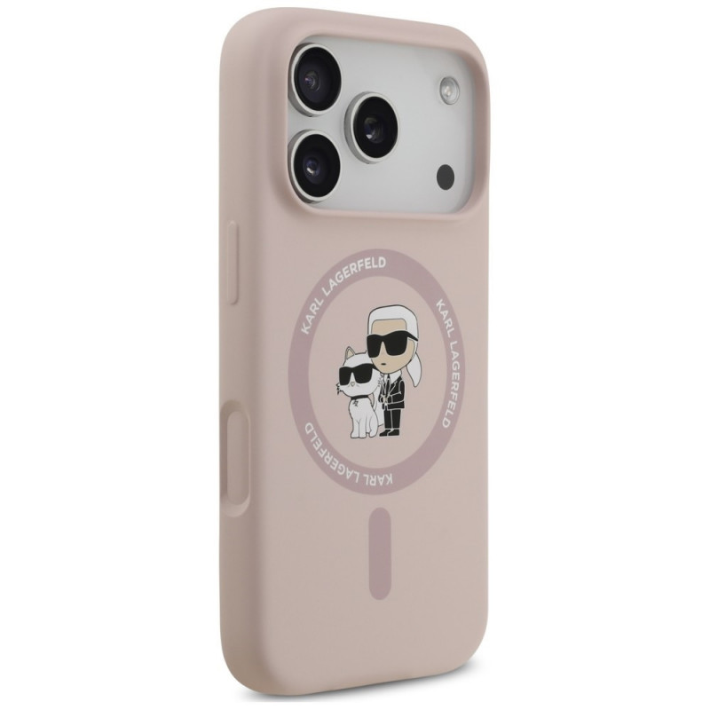 Karl Lagerfeld silikoninis Karl&Choupette Ring MagSafe dėklas, skirtas Apple iPhone 18 Pro / 17 Pro, juodas