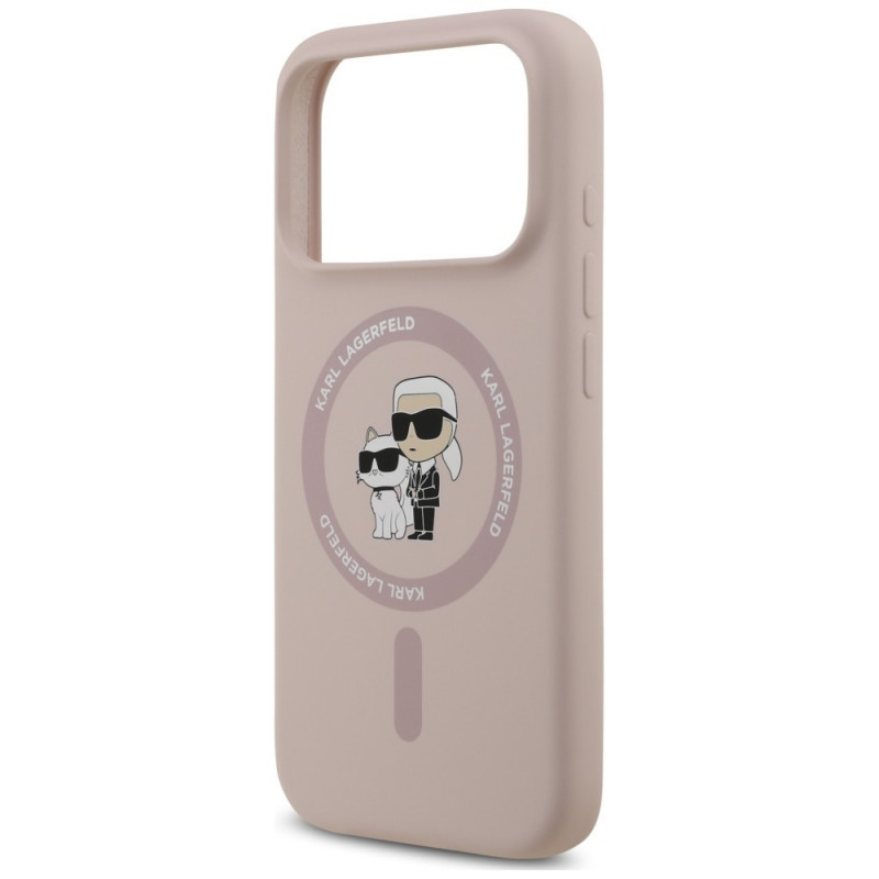 Karl Lagerfeld silikoninis Karl&Choupette Ring MagSafe dėklas, skirtas Apple iPhone 18 Pro / 17 Pro, juodas