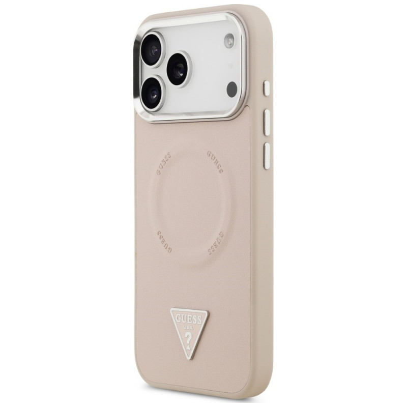Guess Triangle Logo MagSafe dėklas, skirtas Apple iPhone 18 Pro Max / 17 Pro Max, rožinis