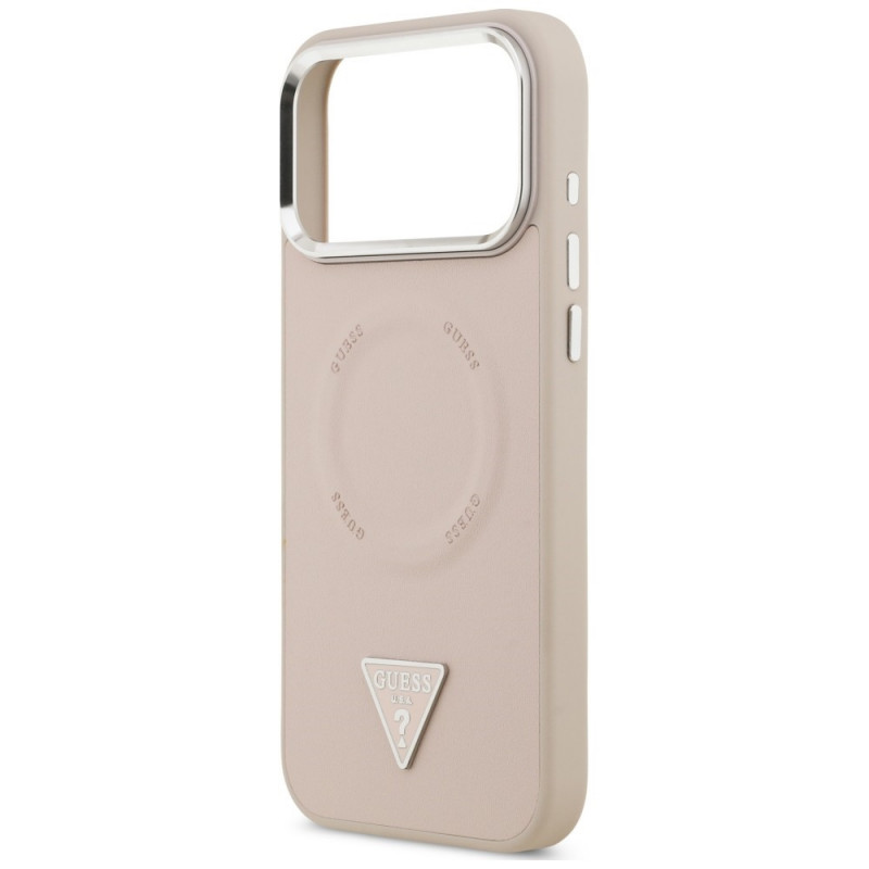 Guess Triangle Logo MagSafe dėklas, skirtas Apple iPhone 18 Pro Max / 17 Pro Max, rožinis