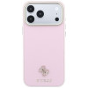 Guess Guess Saffiano Small 4G & Classic Logo MagSafe dėklas, skirtas Apple iPhone 18 Pro / 17 Pro, rožinis