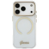 Guess Guess IML Script Metal MagSafe dėklas, skirtas Apple iPhone 18 Pro Max / 17 Pro Max, permatomas