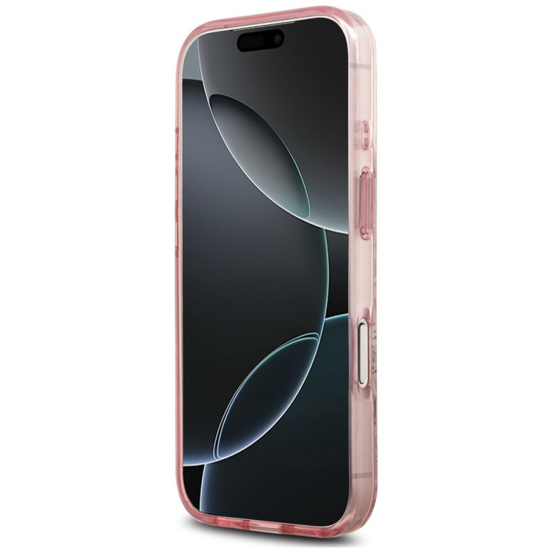 Guess IML Flower & Tonal Circle MagSafe dėklas, skirtas Apple iPhone 18 Pro Max / 17 Pro Max, rožinis