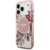 Guess IML Flower & Tonal Circle MagSafe dėklas, skirtas Apple iPhone 18 Pro / 17 Pro, rožinis