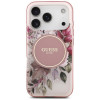 Guess IML Flower & Tonal Circle MagSafe dėklas, skirtas Apple iPhone 18 Pro / 17 Pro, rožinis
