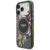 Guess IML Flowers Pearl Strap MagSafe dėklas, skirtas Apple iPhone 18 Pro / 17 Pro, juodas