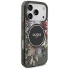 Guess IML Flowers Pearl Strap MagSafe dėklas, skirtas Apple iPhone 18 Pro / 17 Pro, juodas