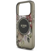 Guess IML Flowers Pearl Strap MagSafe dėklas, skirtas Apple iPhone 18 Pro / 17 Pro, juodas