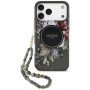 Guess IML Flowers Pearl Strap MagSafe dėklas, skirtas Apple iPhone 18 Pro Max / 17 Pro Max, juodas