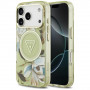 Guess IML Glitter Flowers Triangle MagSafe dėklas, skirtas Apple iPhone 18 Pro Max / 17 Pro Max, žalias