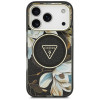 Guess Guess IML Glitter Flowers Triangle MagSafe dėklas, skirtas Apple iPhone 18 Pro Max / 17 Pro Max, juodas