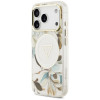 Guess Guess IML Glitter Flowers Triangle MagSafe dėklas, skirtas Apple iPhone 18 Pro Max / 17 Pro Max, baltas