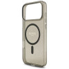 Guess IML Glitter Pearl Strap MagSafe dėklas, skirtas Apple iPhone 18 Pro / 17 Pro, juodas