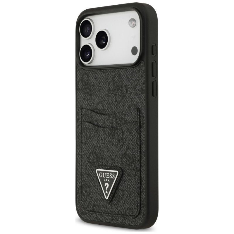 Guess Guess 4G Double Card Triangle dėklas, skirtas Apple iPhone 18 Pro Max / 17 Pro Max, juodas