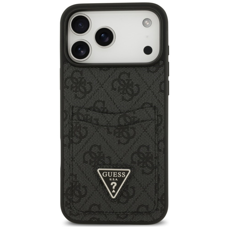 Guess Guess 4G Double Card Triangle dėklas, skirtas Apple iPhone 18 Pro Max / 17 Pro Max, juodas