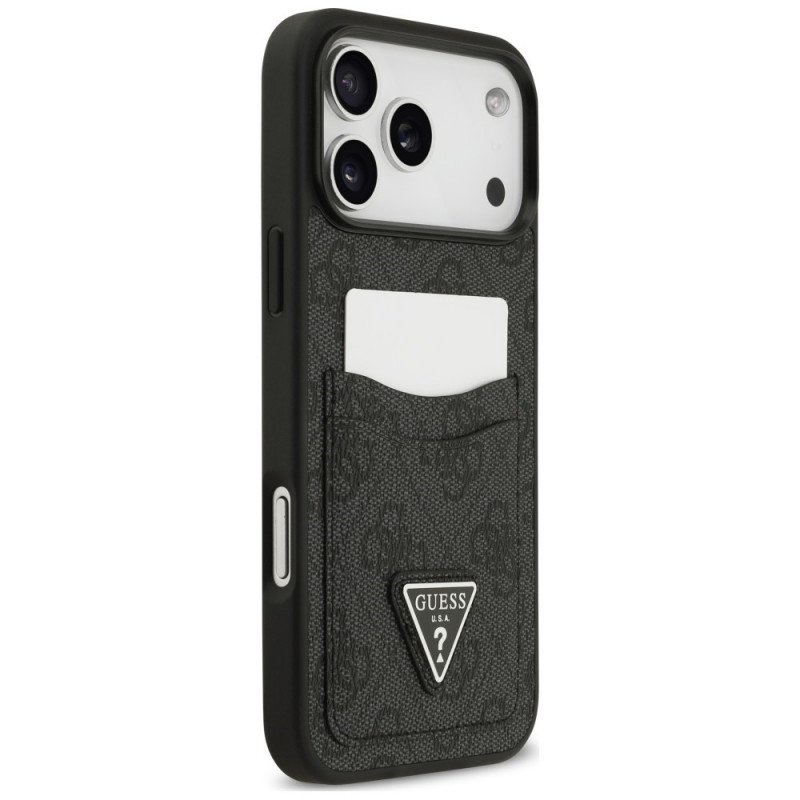 Guess Guess 4G Double Card Triangle dėklas, skirtas Apple iPhone 18 Pro Max / 17 Pro Max, juodas