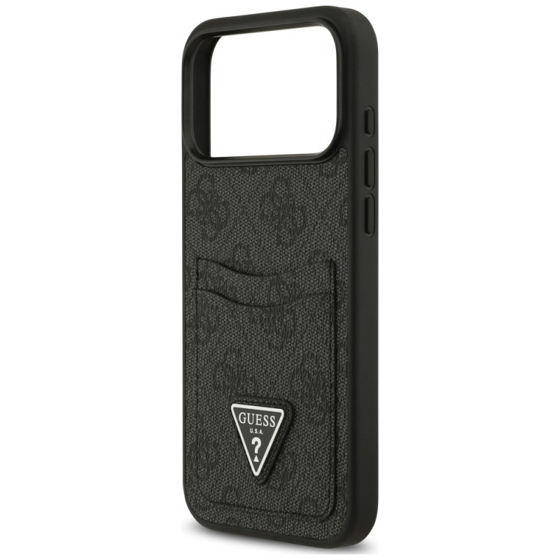 Guess Guess 4G Double Card Triangle dėklas, skirtas Apple iPhone 18 Pro Max / 17 Pro Max, juodas