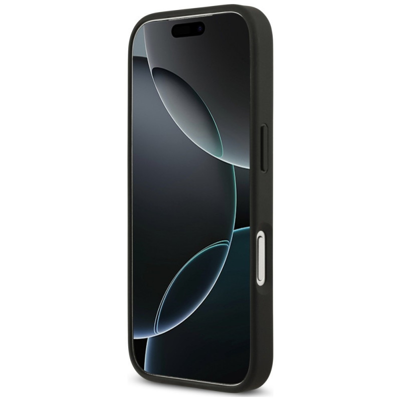 Guess 4G Double Card Triangle dėklas, skirtas Apple iPhone 18 Pro / 17 Pro, juodas