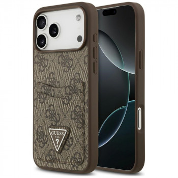 Guess 4G Double Card Triangle dėklas, skirtas Apple iPhone 18 Pro Max / 17 Pro Max, rudas
